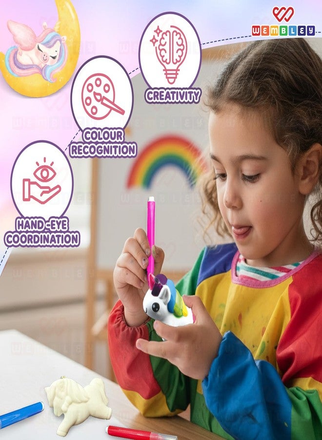 ويمبلي مجموعة ويمبلي يونيكورن إسفنجية ثلاثية الأبعاد للفنون والحرف اليدوية | مجموعة رسم قابلة للغسل | مجموعة تشكيل مع 3 يونيكورن إسفنجية و6 أقلام تلوين | مجموعة فنية متعددة الألوان وغير سامة للأطفال من عمر 3 سنوات فما فوق | هدية للأولاد والبنات - Image 5